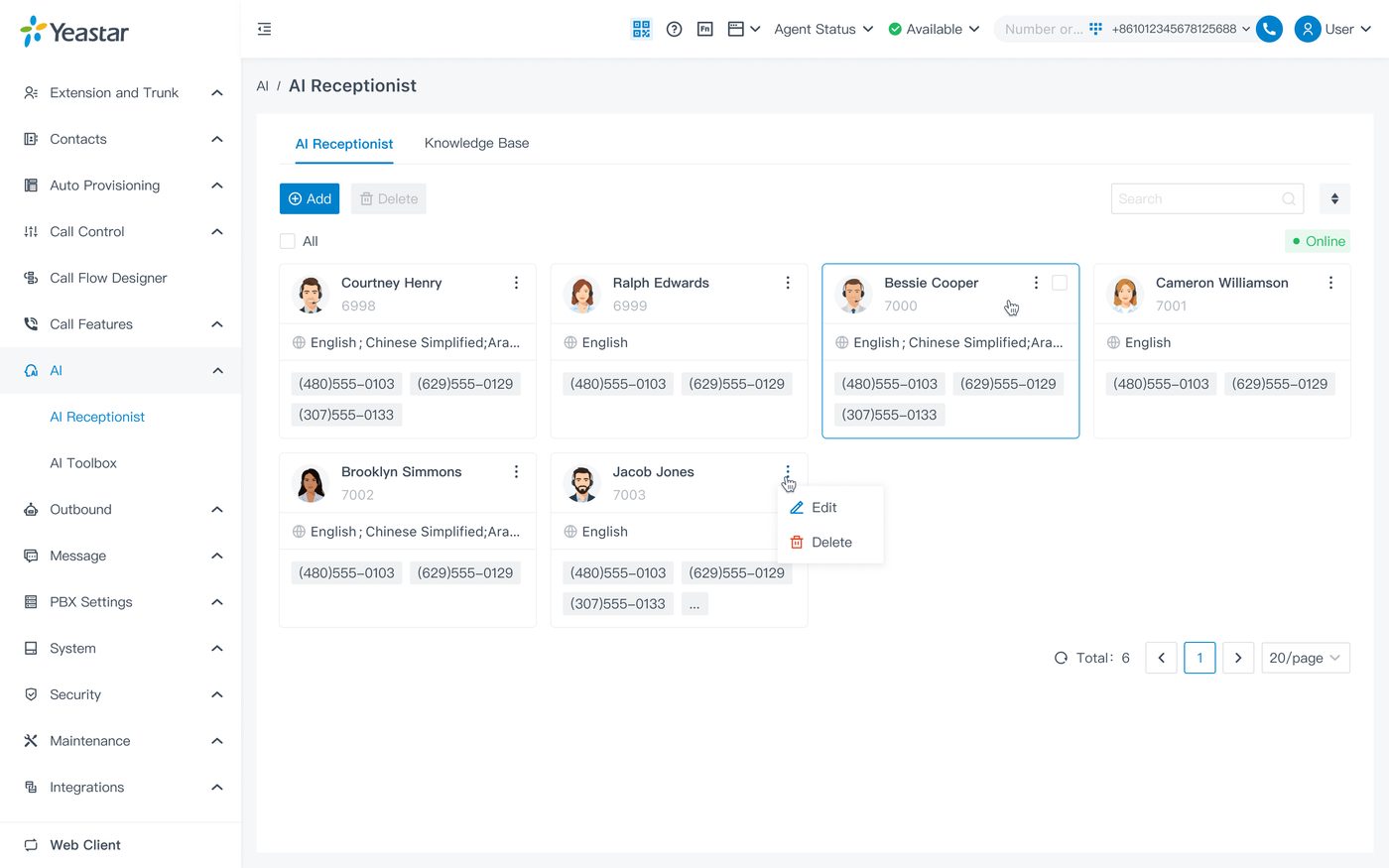 Personalizza la tua receptionist AI