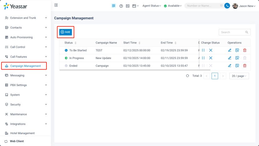 Configurazione del call center in uscita