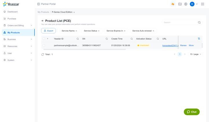 Yeastar Partner Portal: managing P-Series Cloud Edition instances